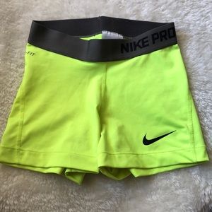 Nike Pro Dri Fit Spandex Shorts - Neon Yellow - XS